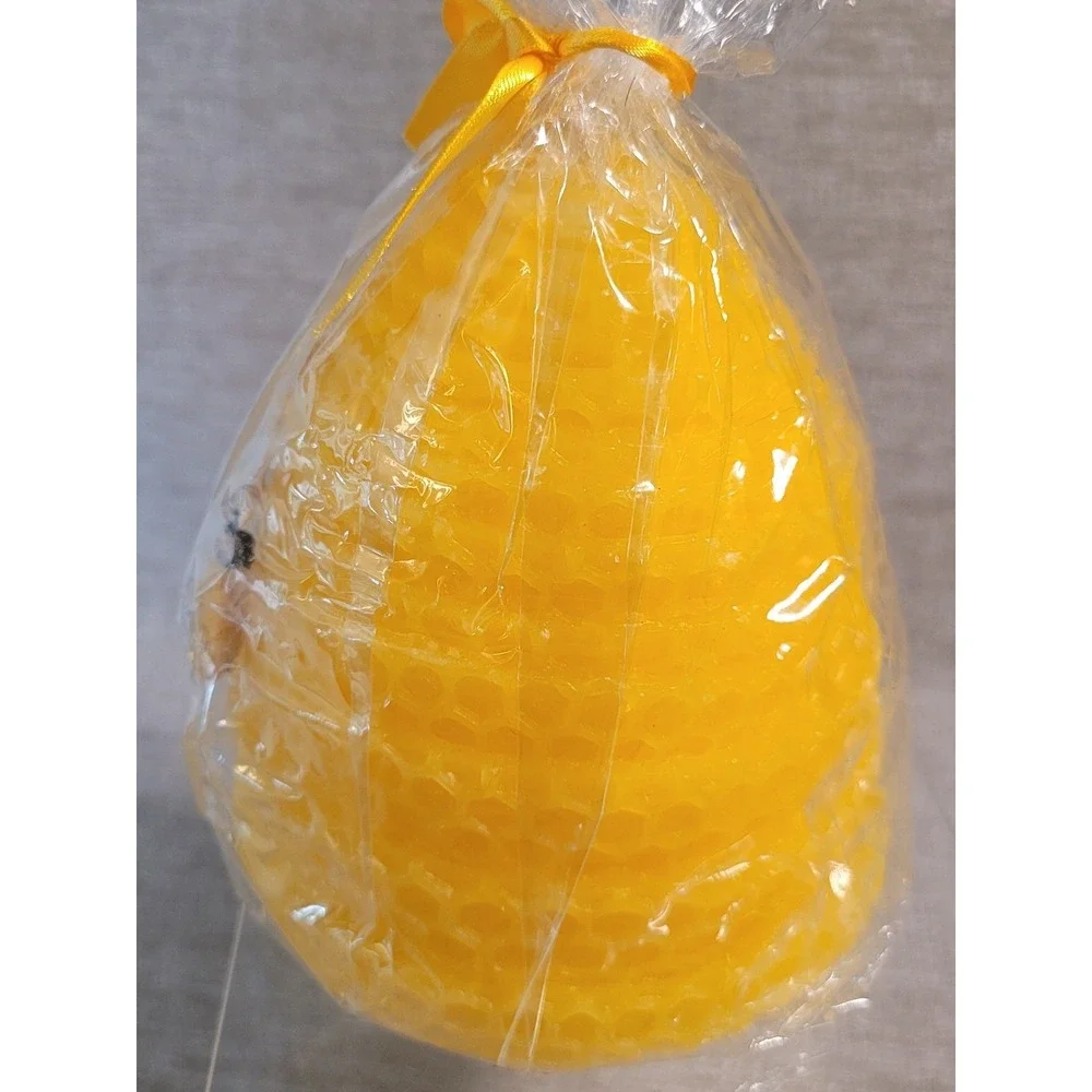Beehive Honeycomb Design Wax Candle w Bee 5